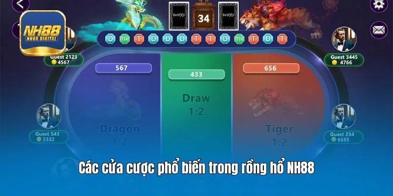 Các cửa cược phổ biến trong rồng hổ NH88